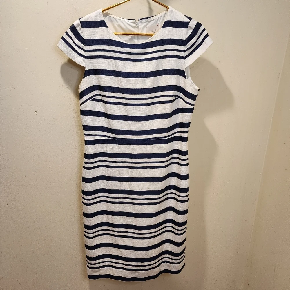 J Crew Striped Navy and White Dress Size 12
